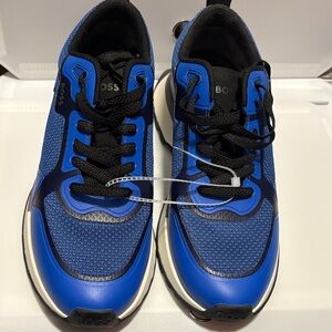 New BOSS Men’s Blue and Black Runner Sneakers